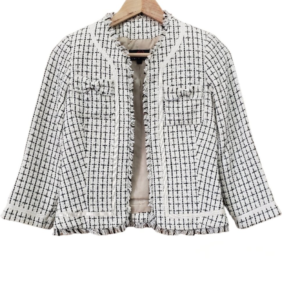 Tweed Jacket by True Meaning in White, Ivory, and Black Size XS